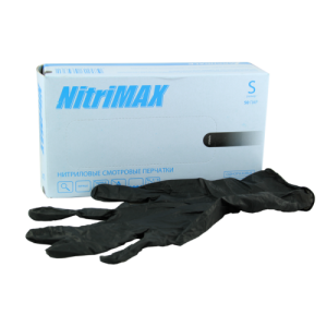 Перчатки нитриловые черные неопудренные нестерильные NitriMAX размер S - 100 шт